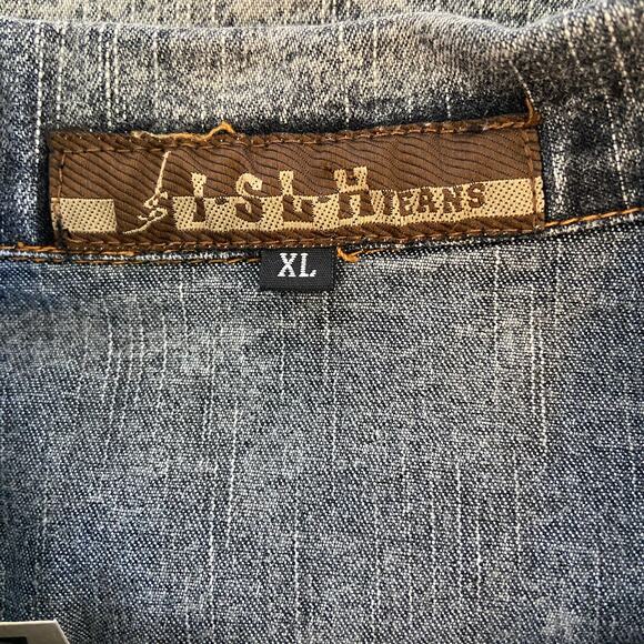 Beaded Embroidered Denim Western Shirt - Women's Size XL - Picture 5 of 6